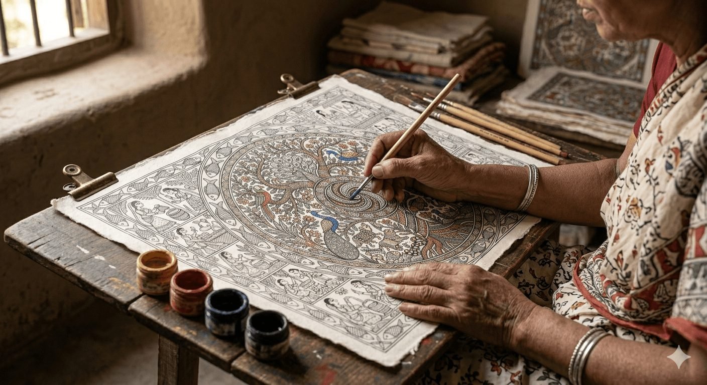 Traditional Mithila painting